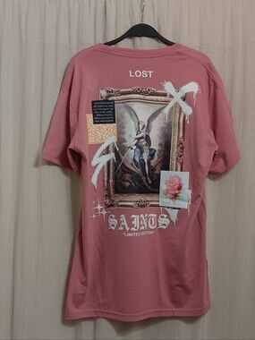 RGSTR ST MICHAEL "Saints" Pink Graphic Short Sleeve Crew T-Shirt Mens SZ L / XXL